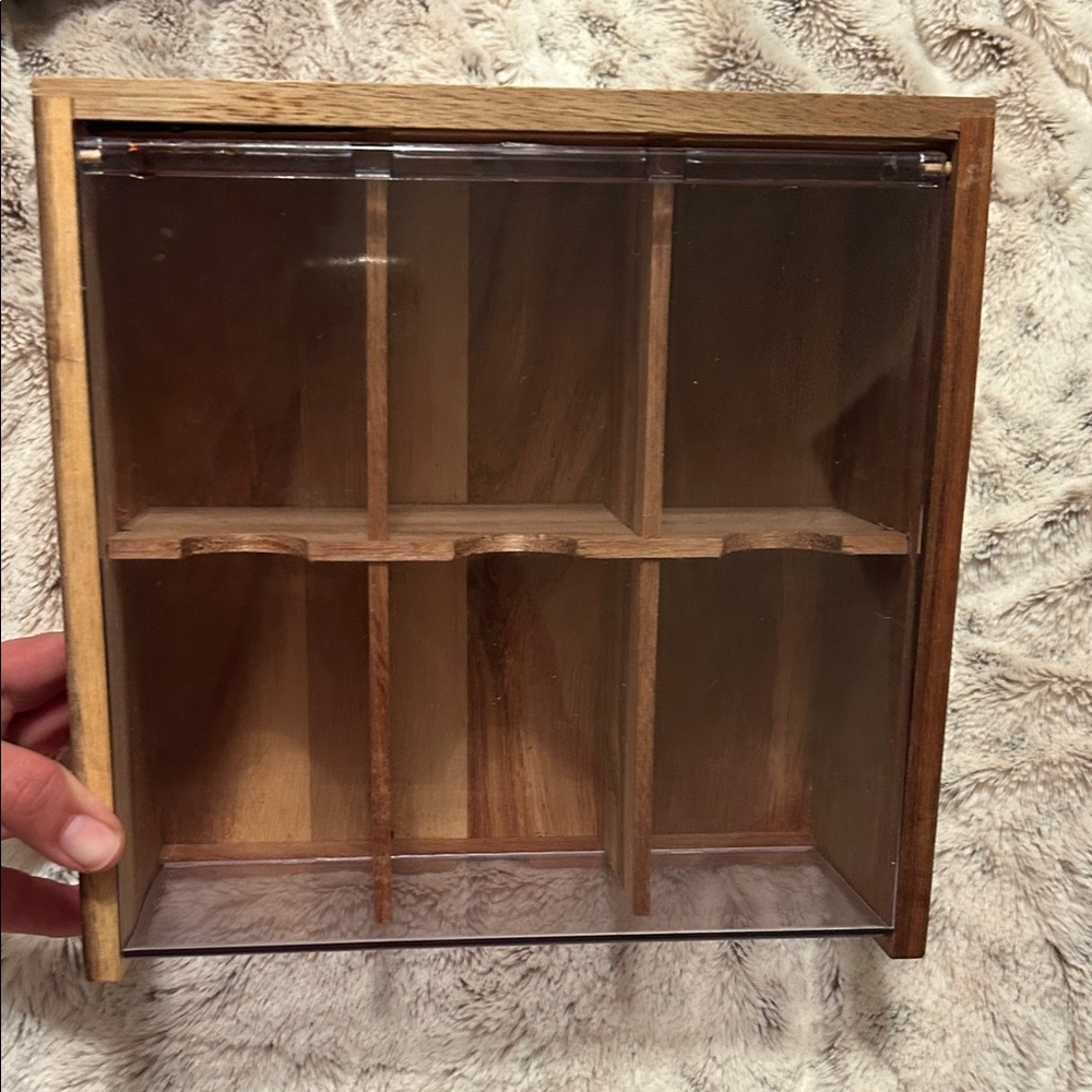 HTB Wooden Display Tea Bag  Case with Clear Front